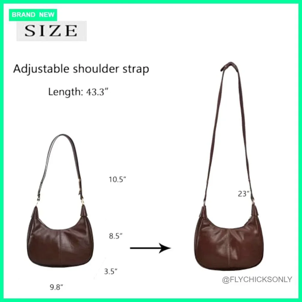 Small Hobo Crossbody Bag Vegan Leather Adjustable Strap Retro Style